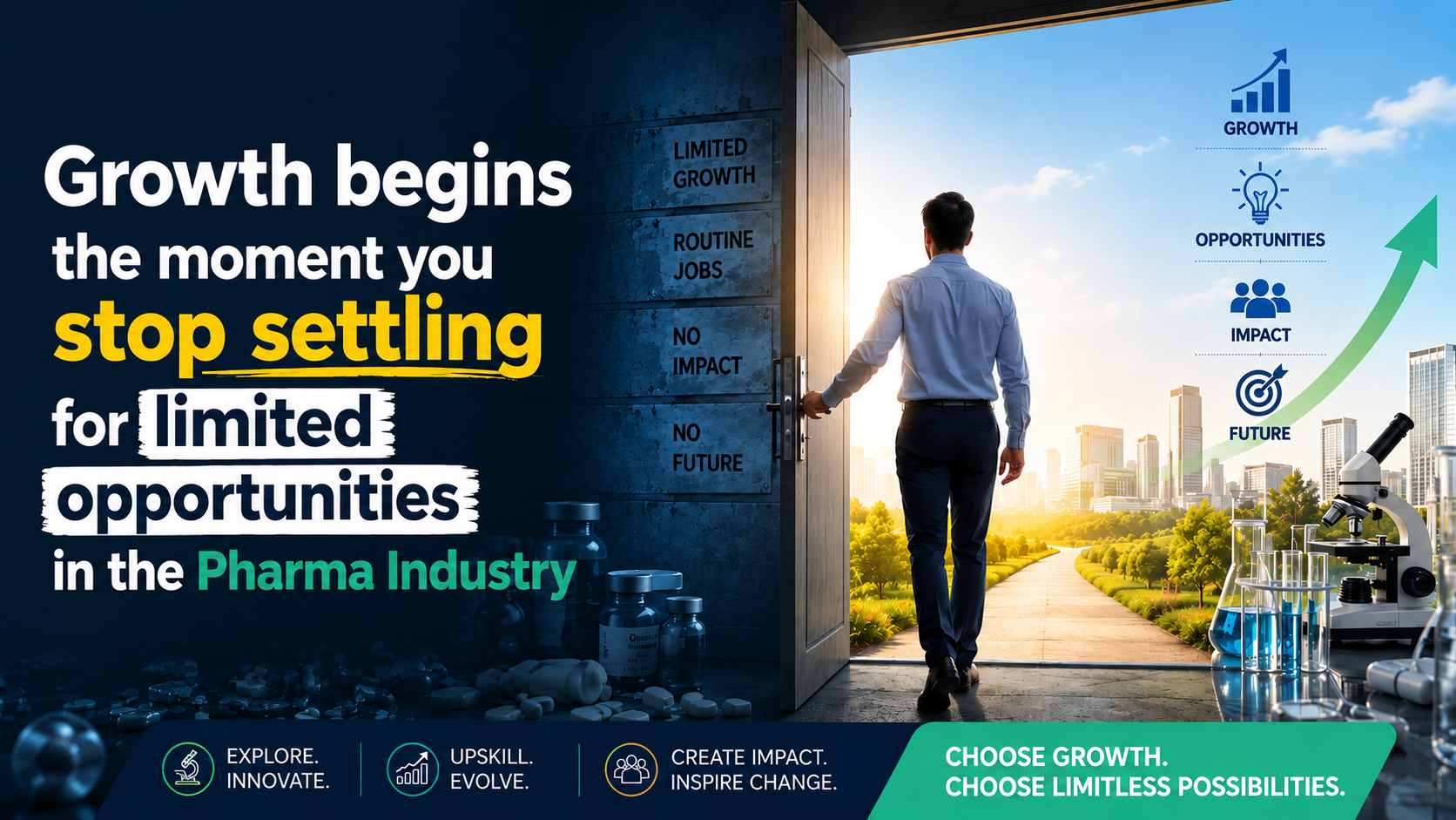 Growth begins the moment you stop settling for limited opportunities in the Pharma Industry”